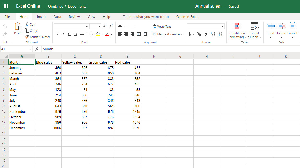 Microsoft Excel Online