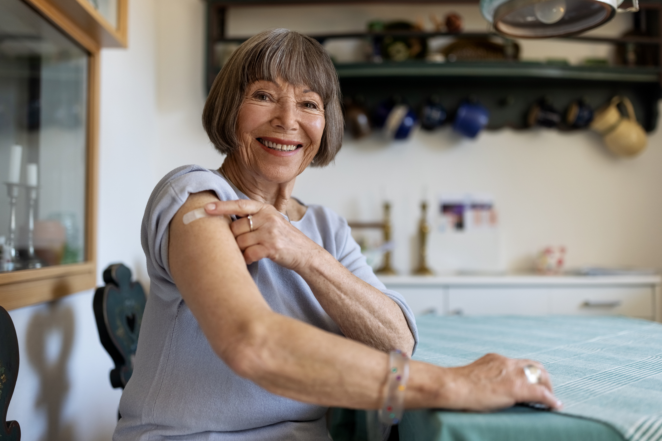Senior woman feeling proud after getting vaccinated