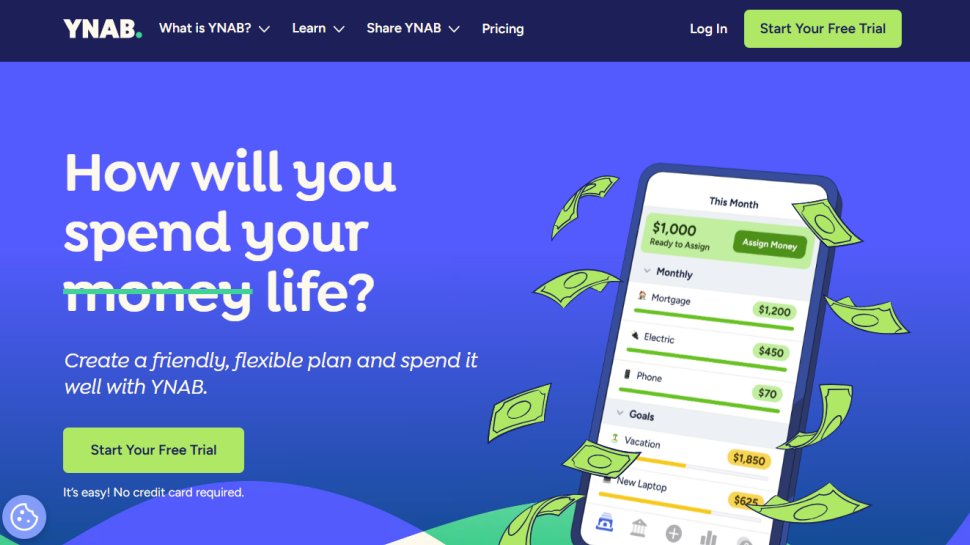 YNAB website screenshot (March 2025)