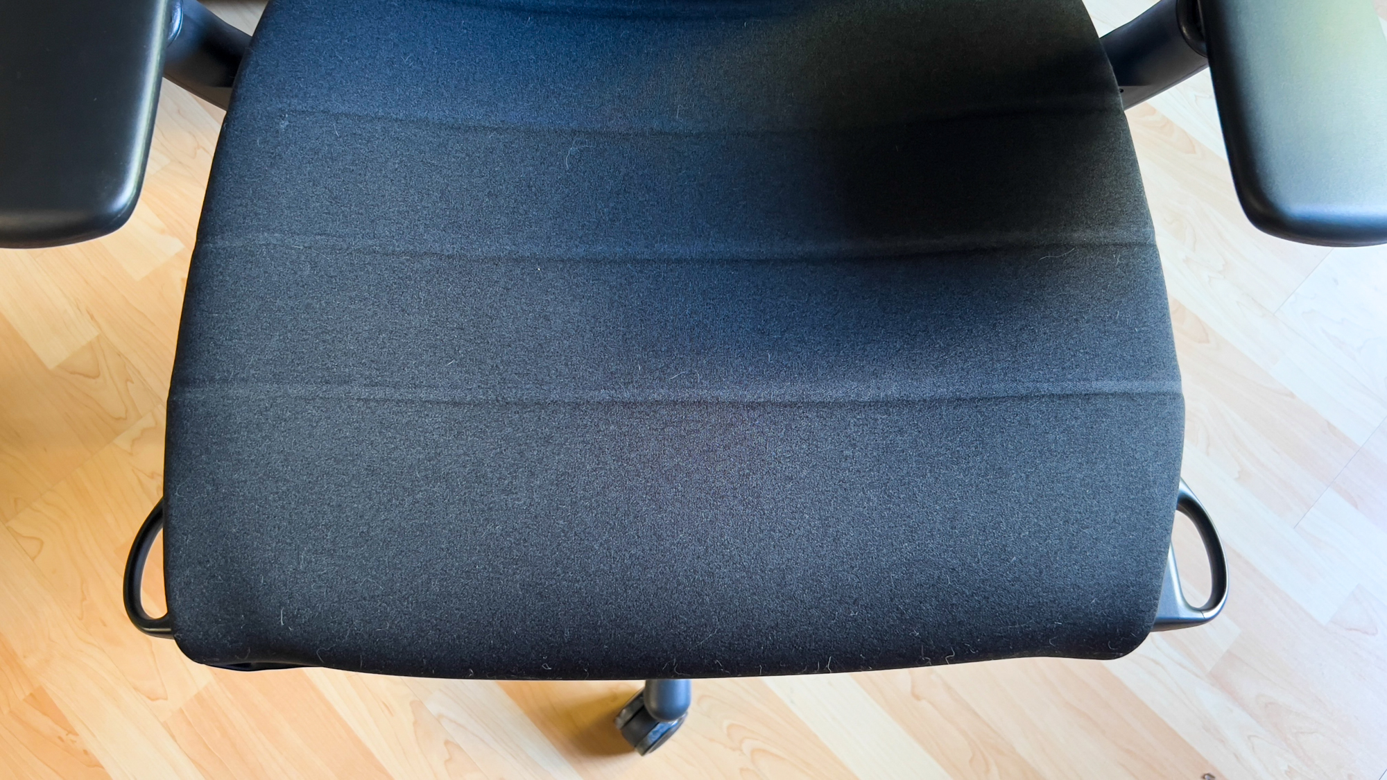 Close-up of the fabric seat on the Herman Miller x Logitech Embody office chair