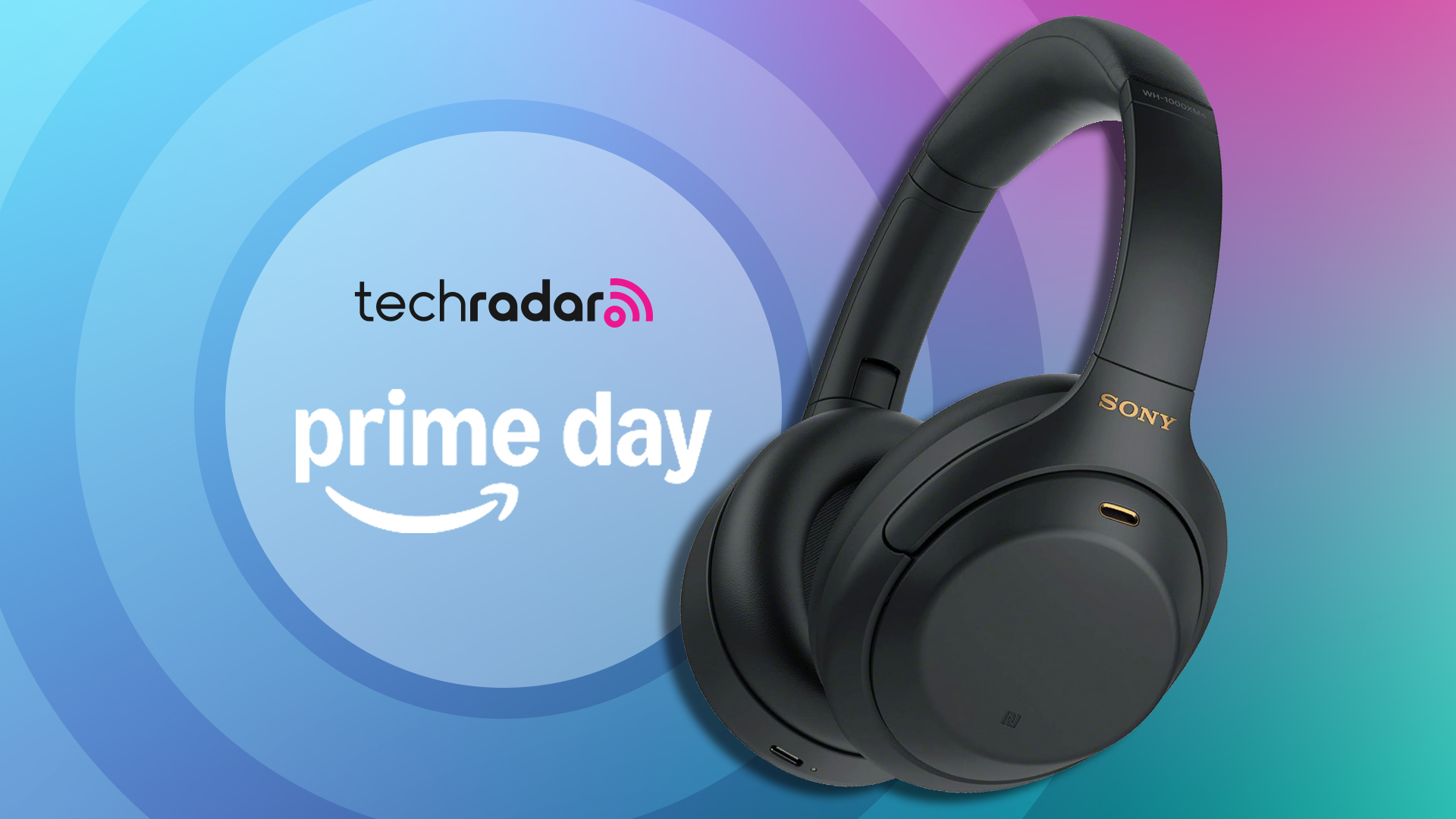 Sony WH-1000XM4 on TR's Prime Day poster in blue/pink