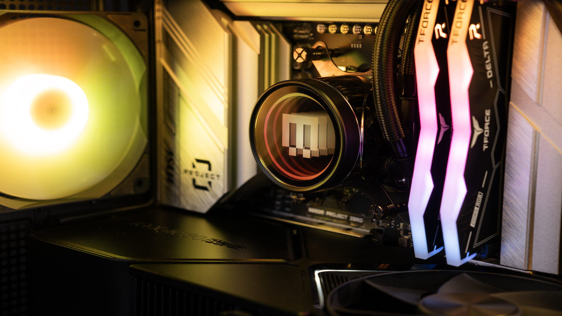 yellow lit gaming pc