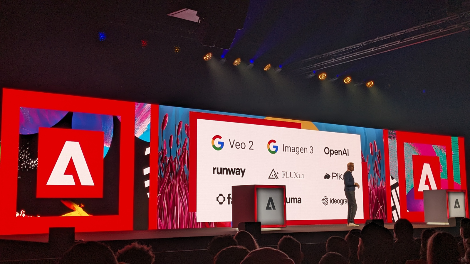 David Wadhwani (President, Digital Media Business) at Adobe Max London announcing new AI integrations with Firefly