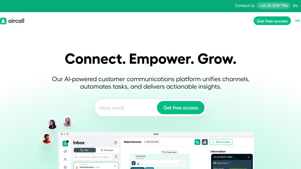 Aircall website screenshot (March 2025)