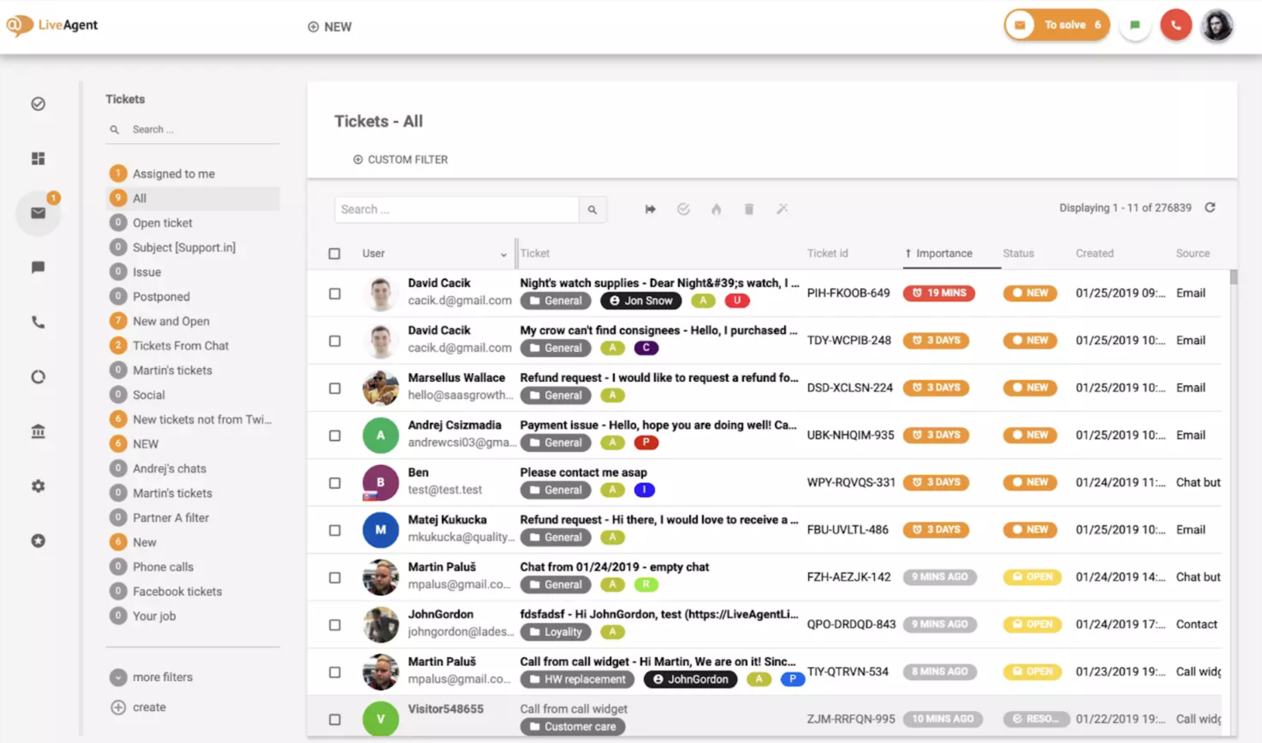 LiveAgent interface
