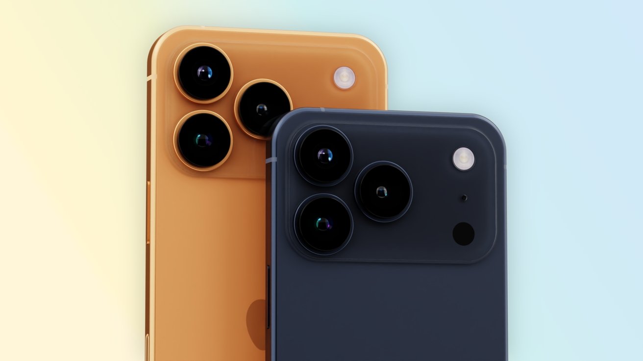 A render of the iPhone 17 Pro in various colors.