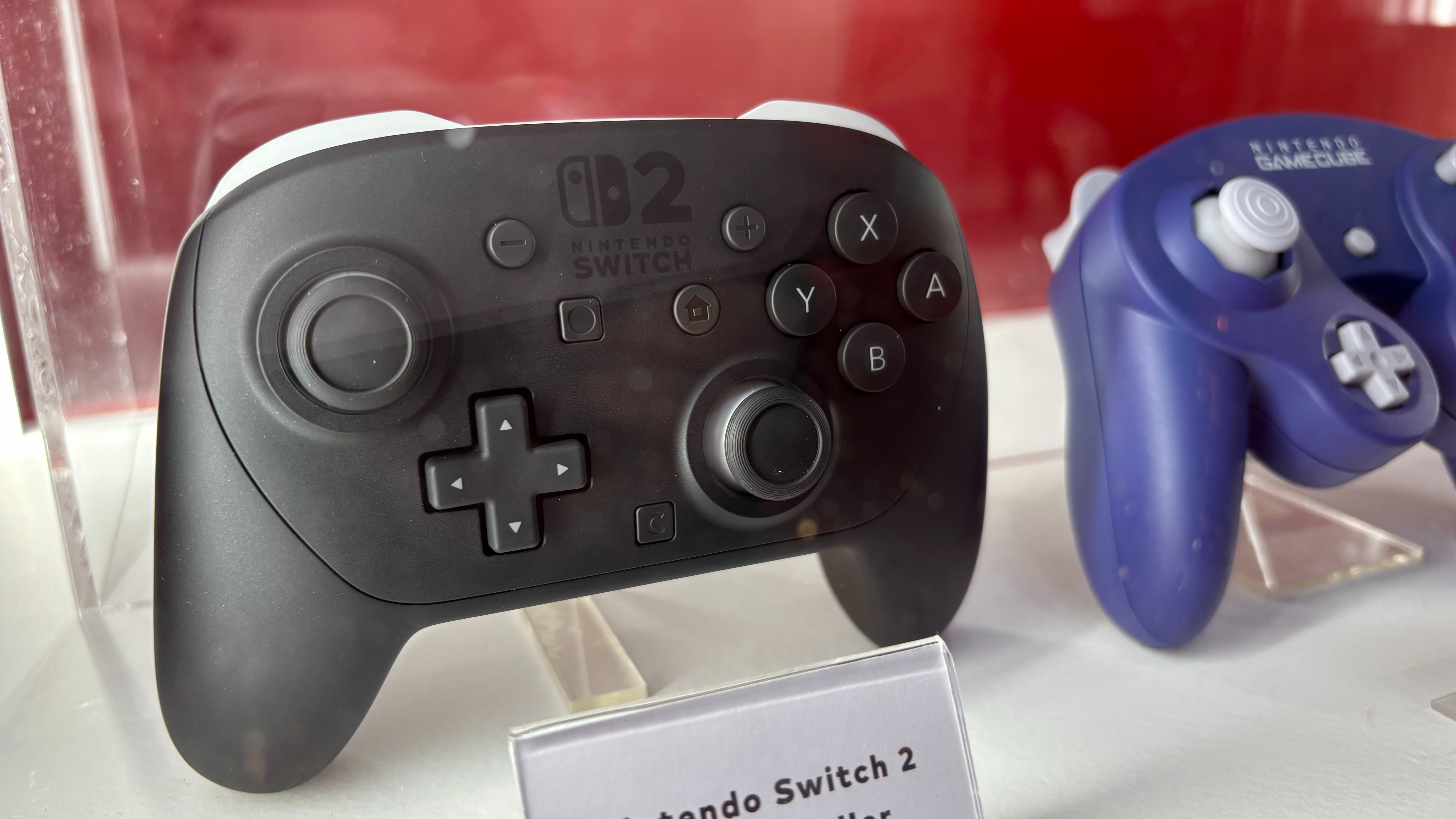 The Nintendo Switch 2 Pro Controller on a stand