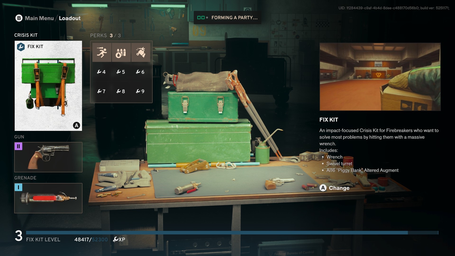 A loadout menu in FBC: Firebreak