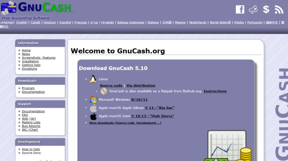 GnuCash website screenshot (March 2025)