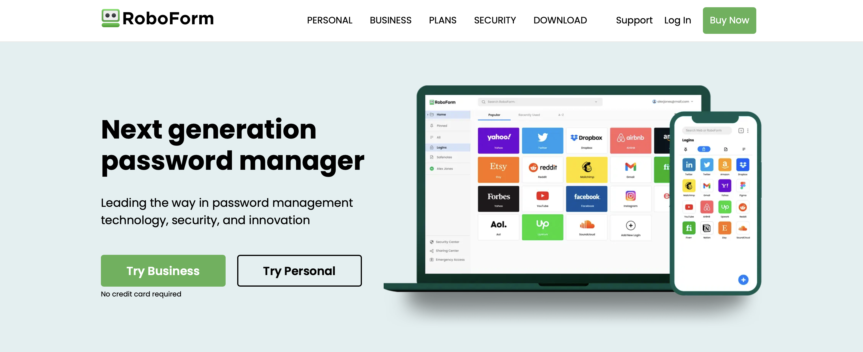 RoboForm website screenshot