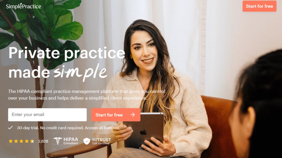 SimplePractice website screenshot.
